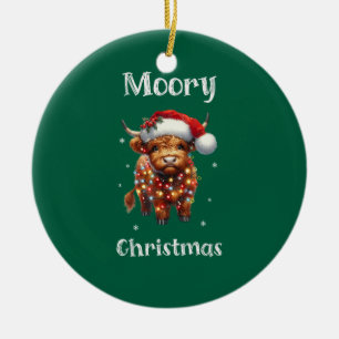 Niedliche Hochlandkuhweihe Keramik Ornament