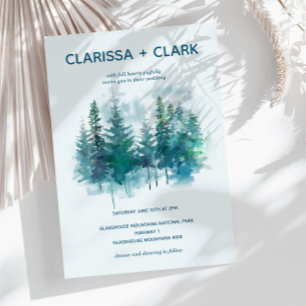 Niedliche Hochzeit des modernen Wasserwaldes Einladung