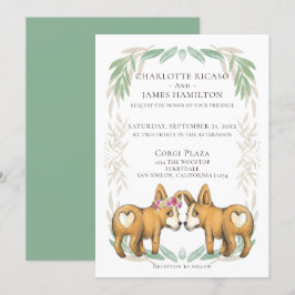 Niedliche Hochzeit von Korgi-Hunden Einladung