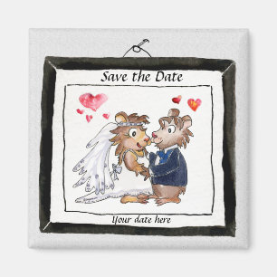 Niedliche Hochzeits-Cartoon-Save the Date Magneten Magnet