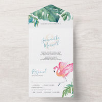 Niedliche Hochzeitseinladungen in tropischer Wasse