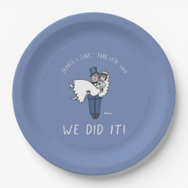 Niedliche Hochzeitsempfehlung für Cartoon und Gräu Pappteller