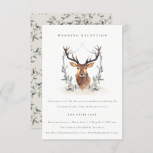 Niedliche Hochzeitsempfehlung für Deer Floral Wapp Begleitkarte