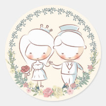 Niedliche Hochzeitskleber für Braut und Groom