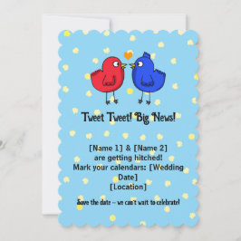 Niedliche Hochzeitsliebvögel Save the Date Einladu