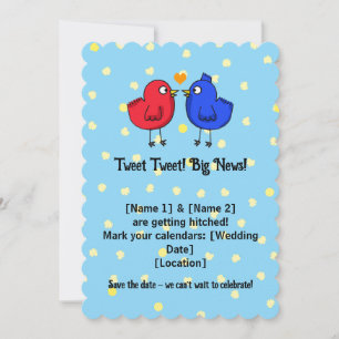 Niedliche Hochzeitsliebvögel Save the Date Einladu