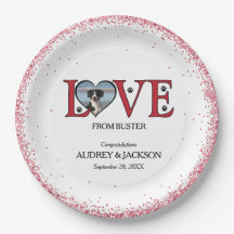 Niedliche Hochzeitspapier-Teller mit Herz-Shaping-