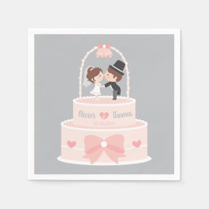 Niedliche Hochzeitstorte Bräutigam Personalisiert Serviette