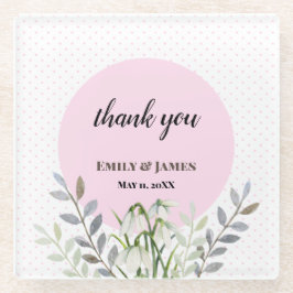 Niedliche Hochzeitweilige weiße Schneeröcke Pink P Glasuntersetzer