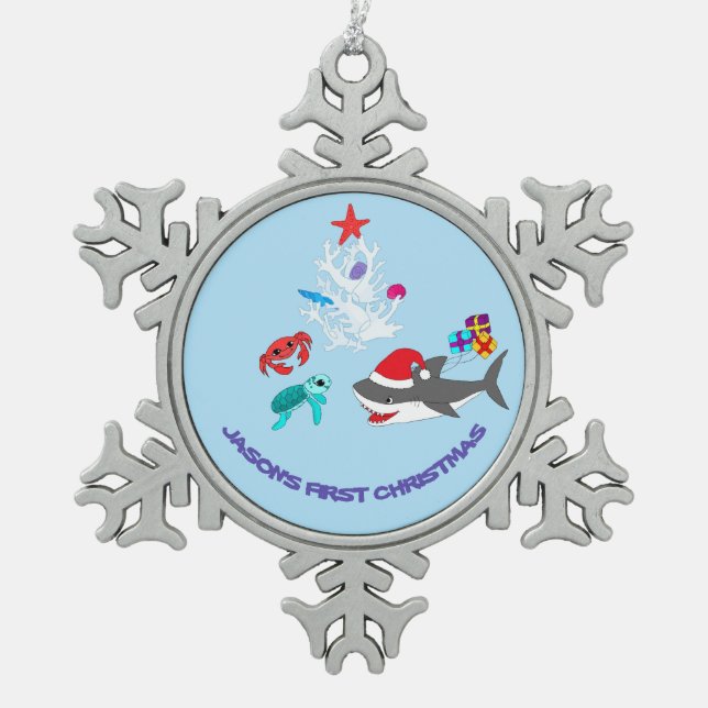 Niedliche Holiday Shark Ornament (Vorderseite)