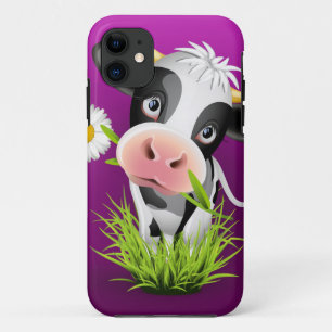 Niedliche Holsteinkuh im Gras über lila Case-Mate iPhone Hülle