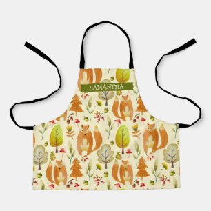 Niedliche Holzfallfox-Muster Bäume Whimsical Schürze