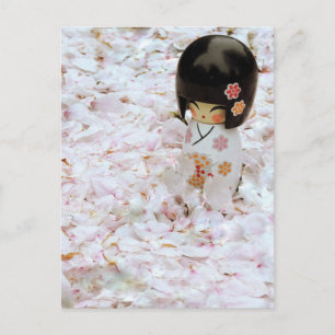 Niedliche Holzpuppe Postkarte