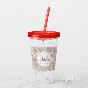 Niedliche Holztiere Nordic Muster Monogramm Acryltrinkbecher