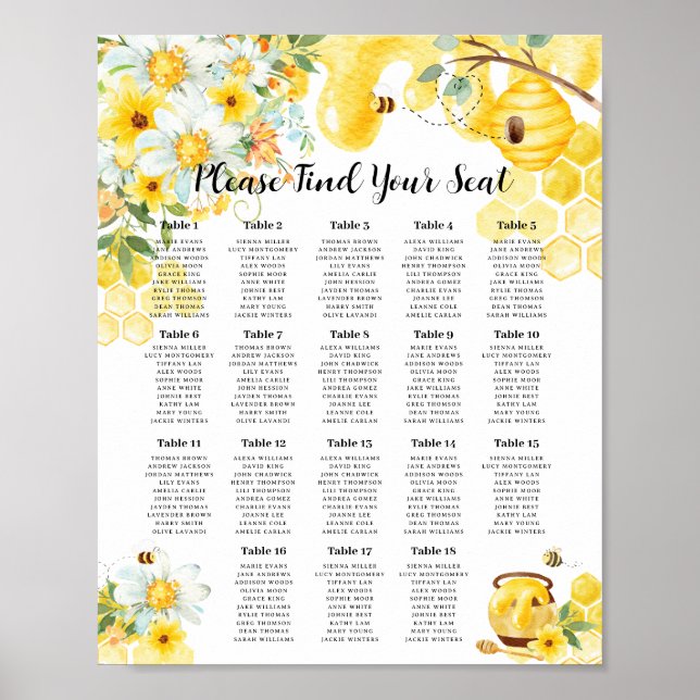 Niedliche Honey Bees Baby Brautparty Hochzeit Poster (Vorne)