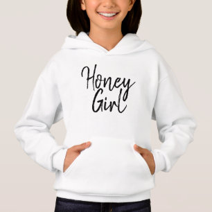 Niedliche Honey Girl Typografie Black & White Girl Hoodie
