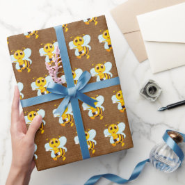 Niedliche Honigbiene auf Brown Geschenkpapier