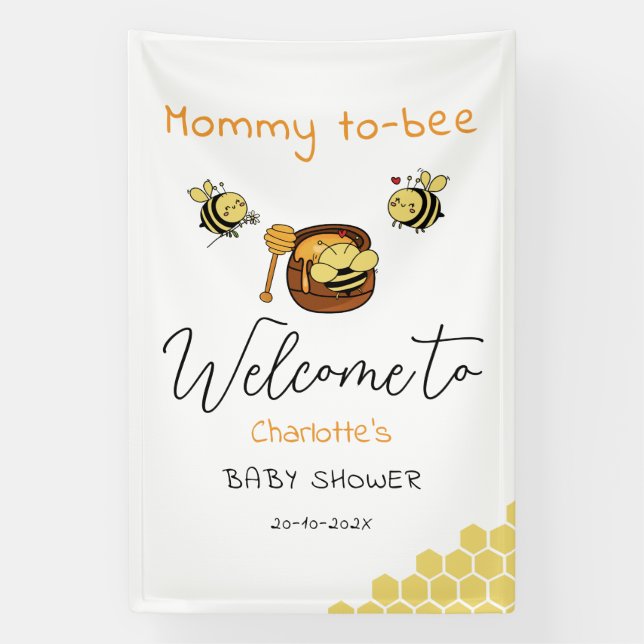 Niedliche Honigbiene mit Sweet Honey Baby Dusche Banner (Vertikal)
