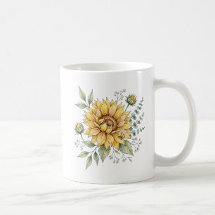 Niedliche Honigbiene Sonnenblume Wasserfarbe Garte Kaffeetasse