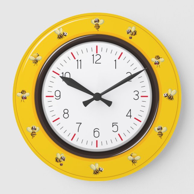 Niedliche Honigbienen Große Wanduhr (Vorderseite)