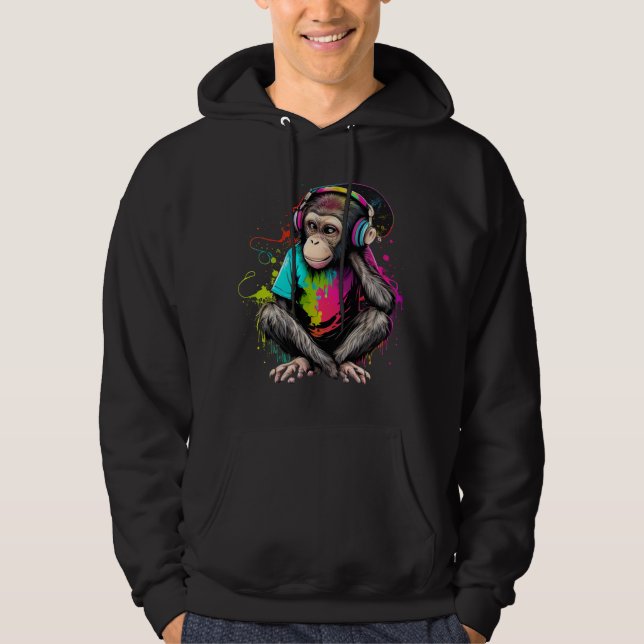 Niedliche Hörmusik des Affen, musikalischer Affe Hoodie (Vorderseite)