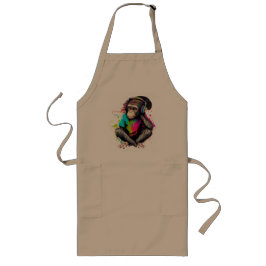 Niedliche Hörmusik des Affen, musikalischer Affe Lange Schürze