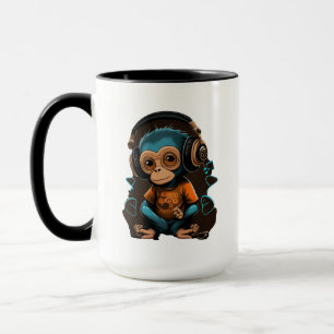 Niedliche Hörmusik des Affen, musikalischer Affe Tasse