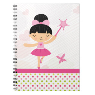 Niedliche Hot-Pink-Punkte Ballerina Märchen-Notebo Notizblock