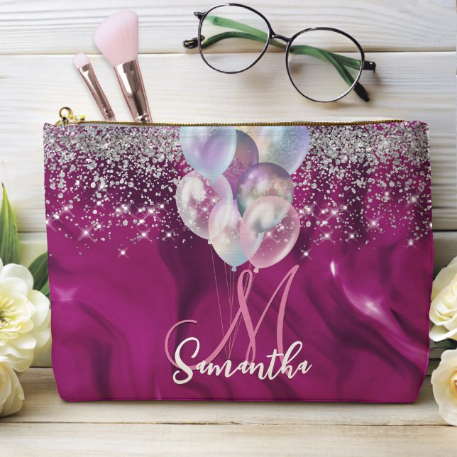 Niedliche Hot-Rosa-Imitate Silberballon Glitzer Mo Zubehörtasche (Von Creator hochgeladen)