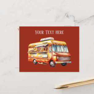 Niedliche Hotdog-Anbieter fügen eine Nachricht hin Postkarte