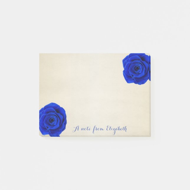 Niedliche, hübsche, blaue Rose Post-it Klebezettel (Vorderseite)