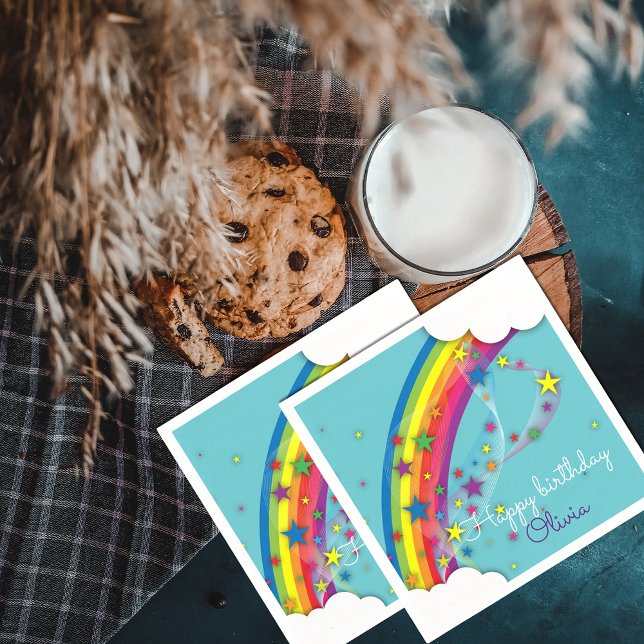 Niedliche Hübsche Girly Rainbow Stars Sky and Clou Serviette (Von Creator hochgeladen)