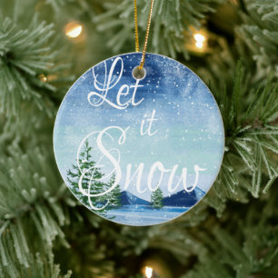 Niedliche Hübsche Let It Snow Snowy Landschaft Wei Keramik Ornament