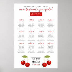 Niedliche Hübsche Red Cherry Fun Table Segel Poster
