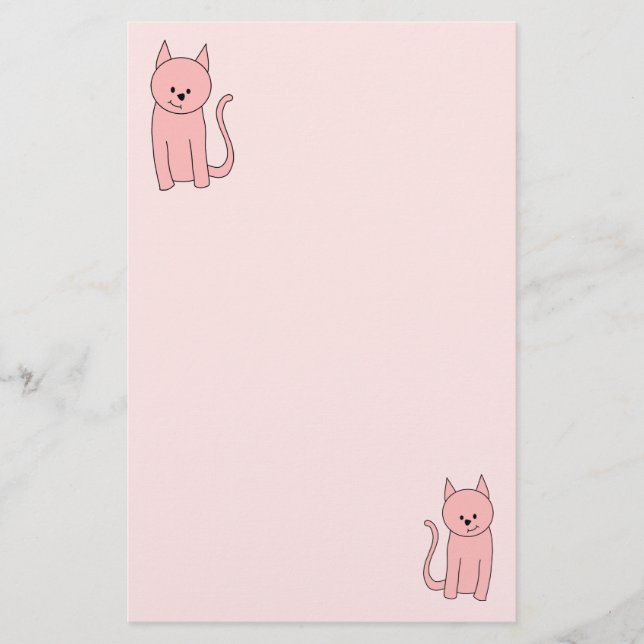 Niedliche Hübsche Rosa Katze Briefpapier (Vorderseite)