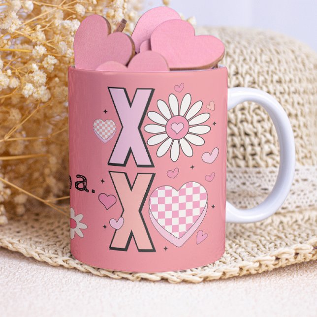 Niedliche Hugs&Kisses XOXO Rosa Liebe am Valentins Kaffeetasse (Von Creator hochgeladen)