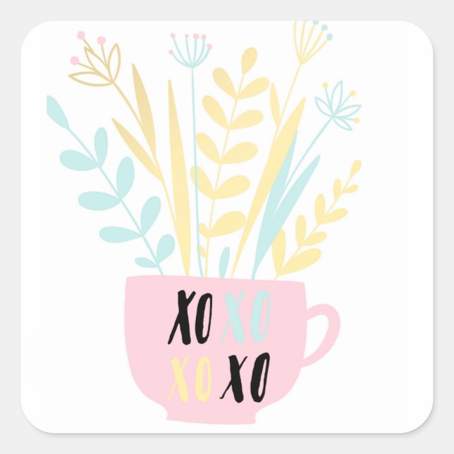Niedliche Hugs und Kisses xoxo Kids Square Sticker (Vorderseite)