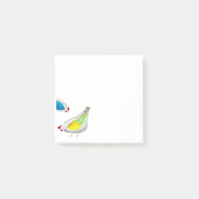 Niedliche Hühner, Aquarell Post-it Klebezettel (Vorderseite)