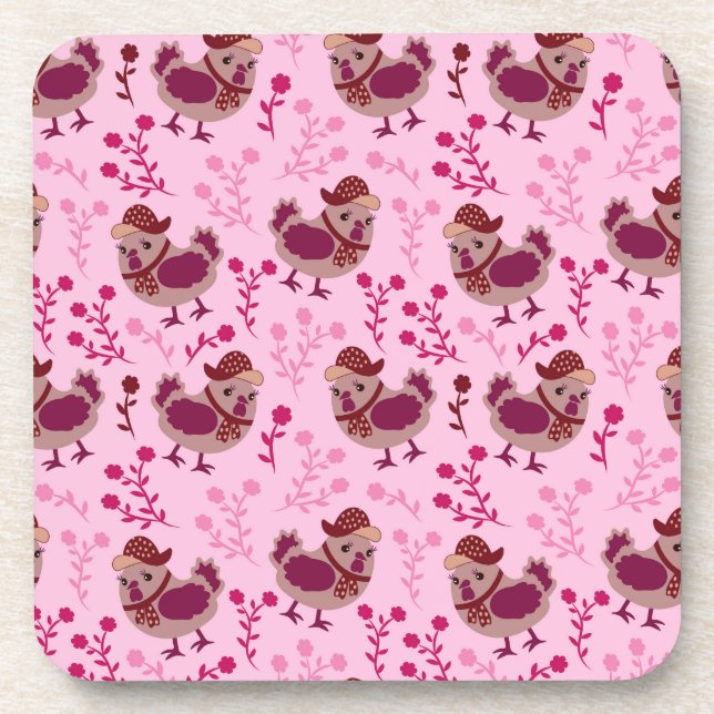 Niedliche Hühner Getränkeuntersetzer (Vorderseite)