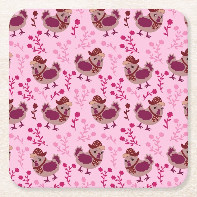 Niedliche Hühner Rechteckiger Pappuntersetzer (Vorderseite)