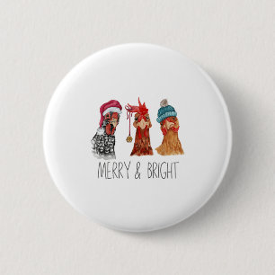 Niedliche Hühner Weihnachtsbauernhof Fundus Button