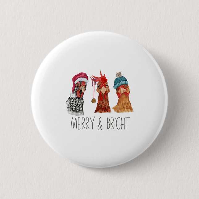 Niedliche Hühner Weihnachtsbauernhof Fundus Button (Vorderseite)