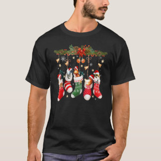 Niedliche Hühner Weihnachtssocken Weihnachtsmannmü T-Shirt