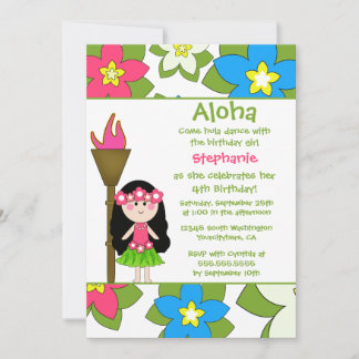 Niedliche Hula-Mädchen Geburtstagsfeier Einladung