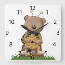 "Niedliche Hummel" ACRYLIC WALL CLOCK Quadratische Wanduhr