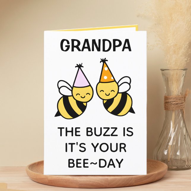 Niedliche Hummel Biene Großvater Happy Birthday Dankeskarte (cute bee bumblebee birthday card for grandfather)