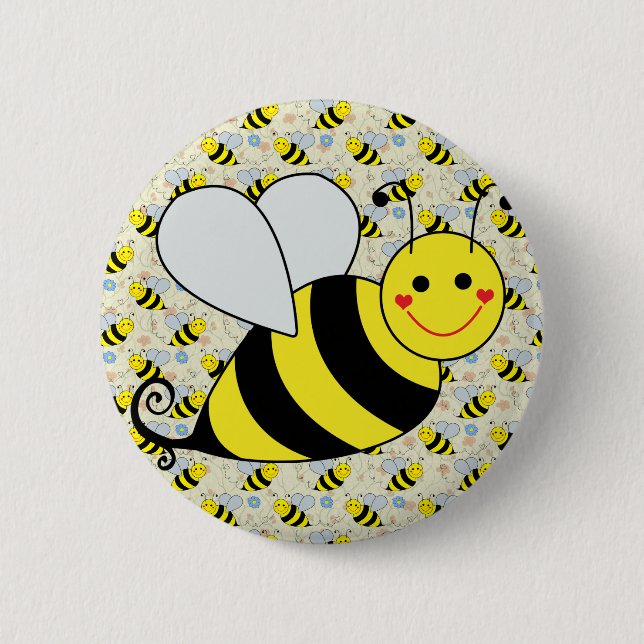 Niedliche Hummel-Biene mit Muster Button (Vorderseite)