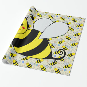 Niedliche Hummel-Biene mit Muster Geschenkpapier
