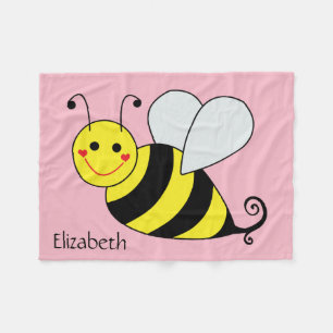 Niedliche Hummel-Biene personalisiert Fleecedecke