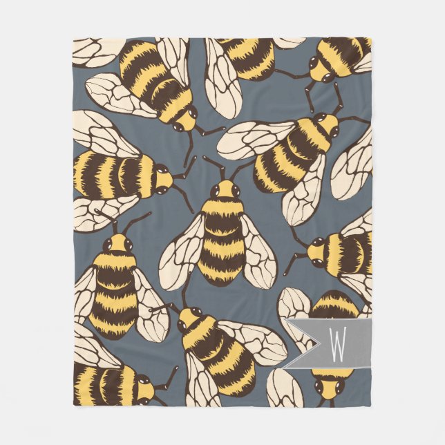 Niedliche Hummel-Bienen-Illustration - Fleecedecke (Vorderseite)